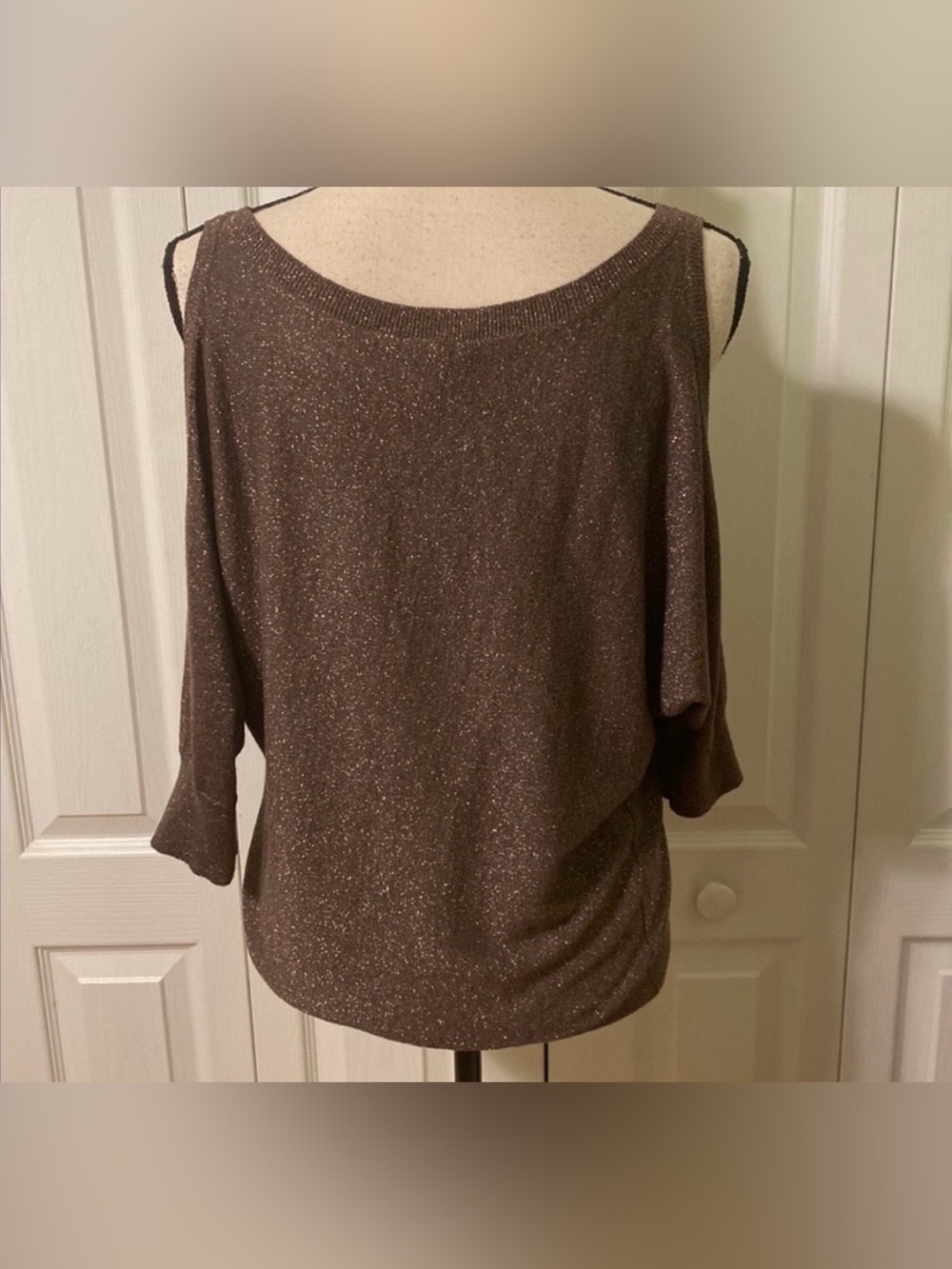 Express Metallic Cold-Shoulder Sweater -/Size Medium